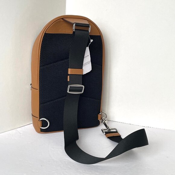 Coach West Pack Sling Bag Brown Pebbled Leather Crossbody Backpack 2540 - Picture 8 of 10